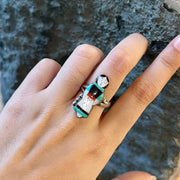 Estate Sterling Silver & Zuni Inlaid Ring - "Theresa Waseta"