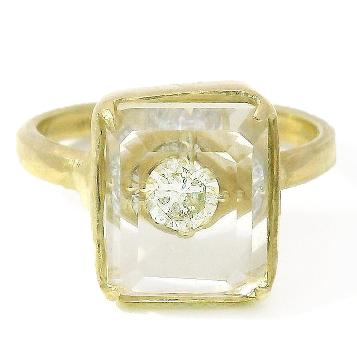 Diamond & Rock Crystal Fashion Ring - "Mirrored Treasure"