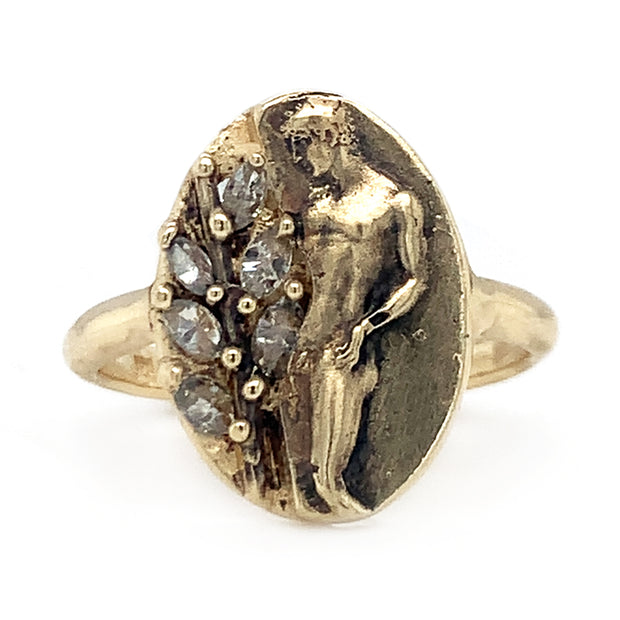 Grey Marquise Diamond & Yellow Gold Ring - "Antinous"