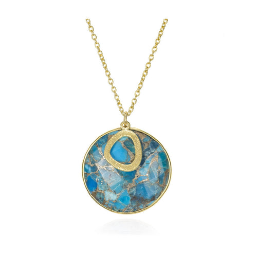 Turquoise Necklace in Gold Vermeil Silver - "Luna"