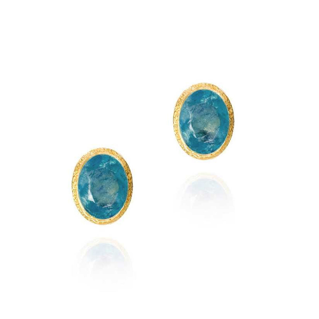Aquamarine Stud Earrings in Gold Vermeil - "Zen"
