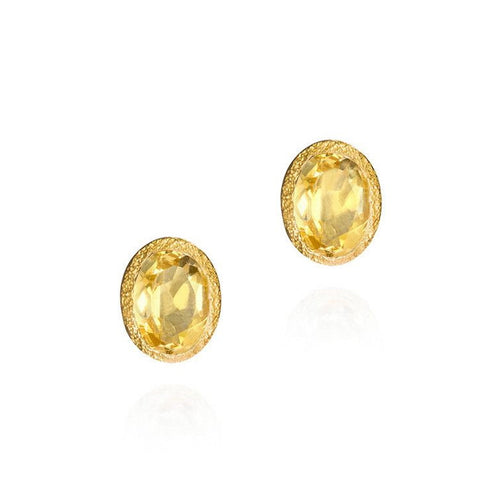 Citrine Stud Earrings in Gold Vermeil - "Zen"
