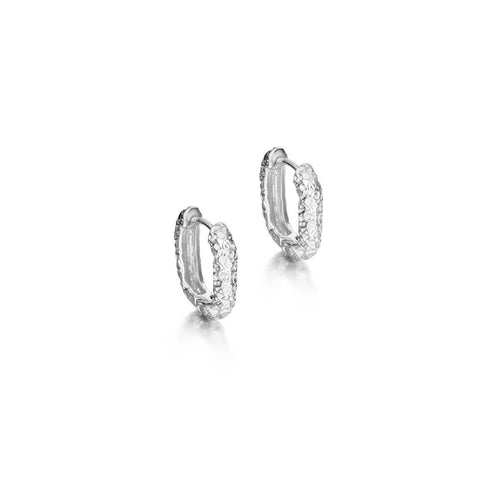 Sterling Silver Lava Oval Huggie Hoops - "Oval Lava"