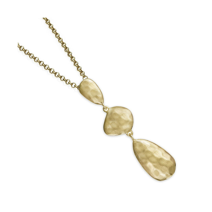 Hammered gold vermeil three-drop pendant necklace by Jorge Revilla