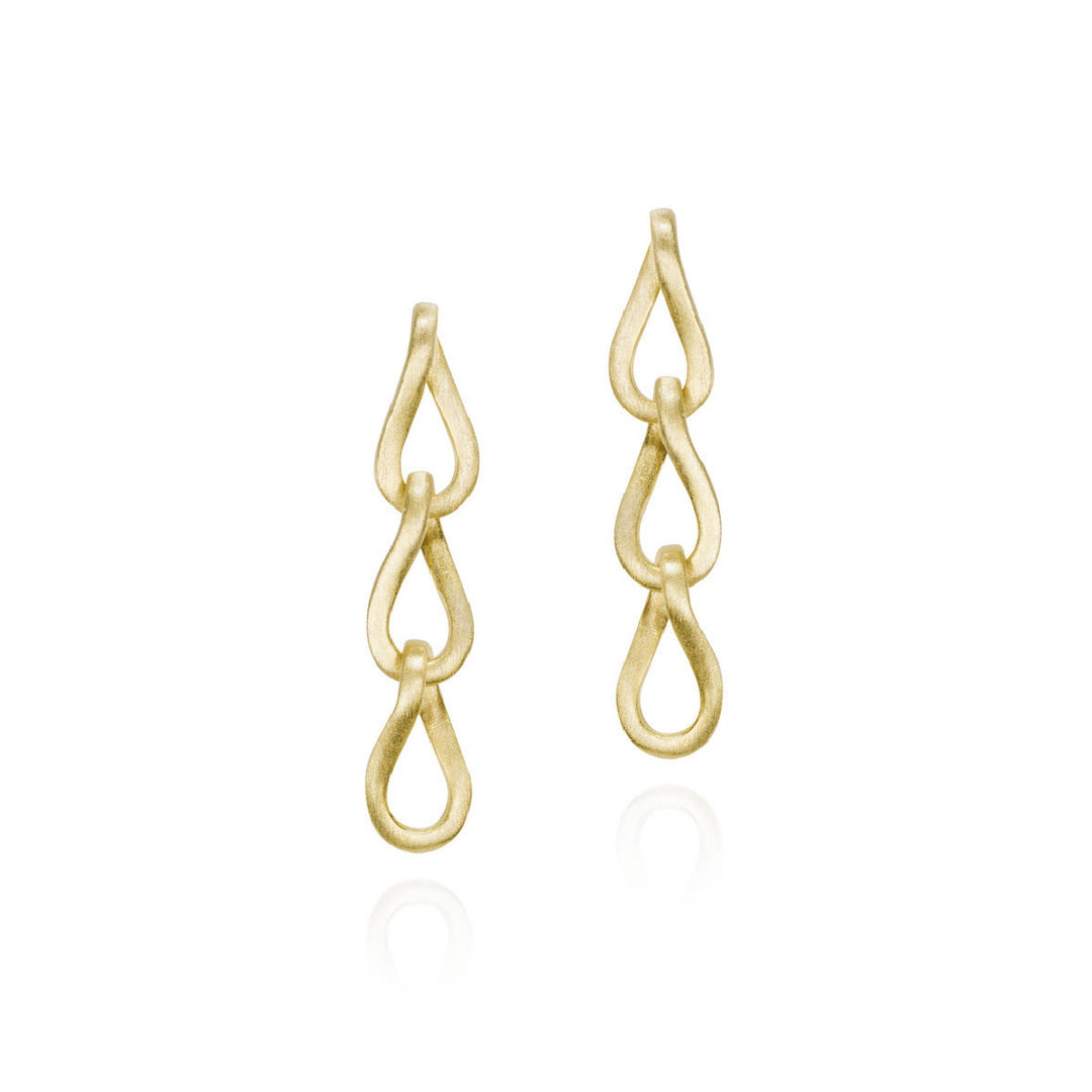 Swirl gold vermeil teardrop earrings with matte satin finish