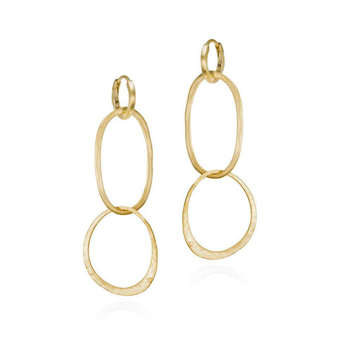 Gold Vermeil Double Drop Hoop Earrings - "Olympia"