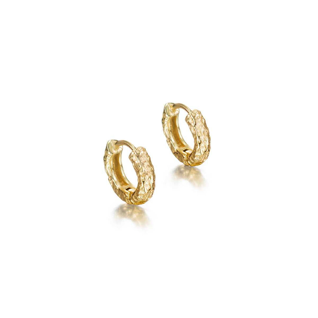 Lava Collection textured gold vermeil huggie hoops by Jorge Revilla