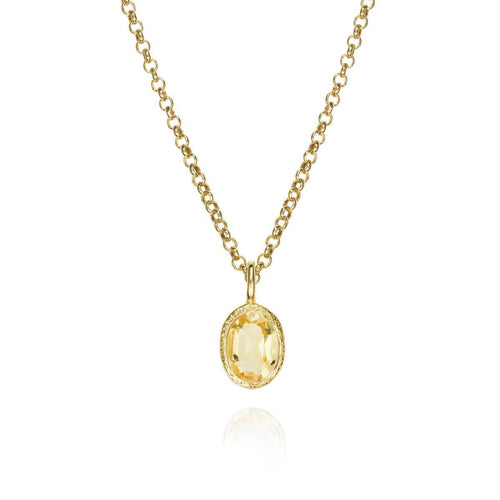 Natural Citrine Pendant in Gold Vermeil Silver - "Zen"