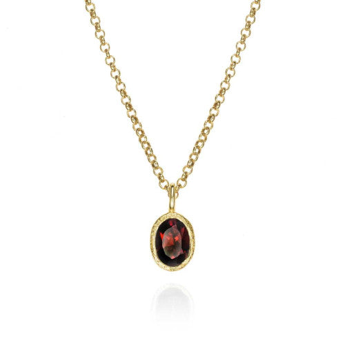 Zen Birthstone natural garnet necklace in gold vermeil with chain