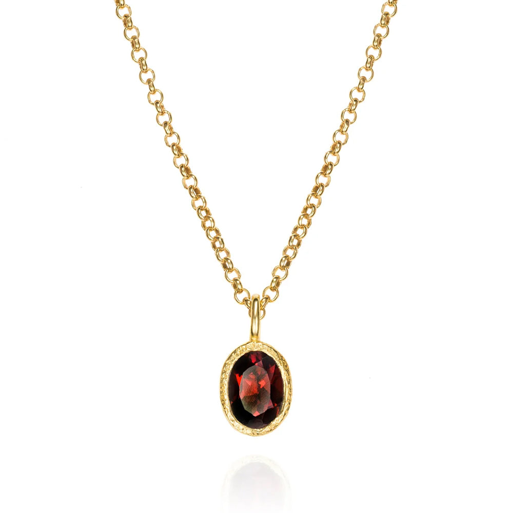 Natural Garnet Pendant in Gold Vermeil - "Zen"
