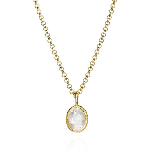 Natural White Topaz Pendant in Gold Vermeil - "Zen"
