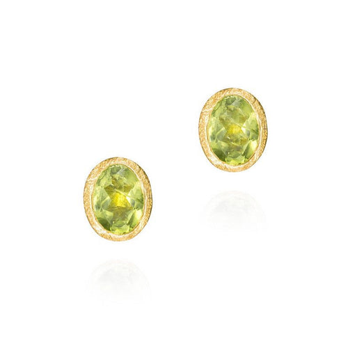 Peridot Stud Earrings in Gold Vermeil - "Zen"