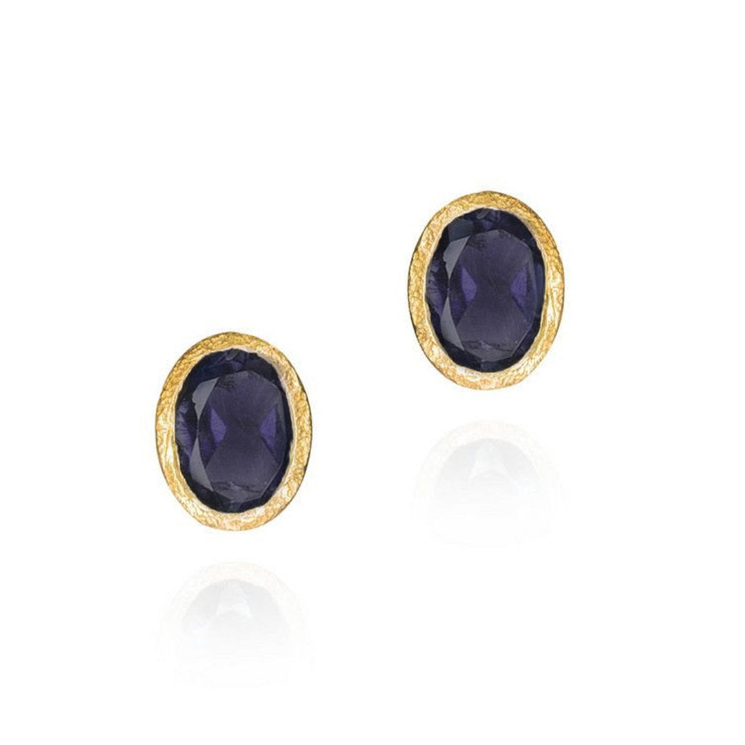 Sapphire Stud Earrings in Gold Vermeil - "Zen"