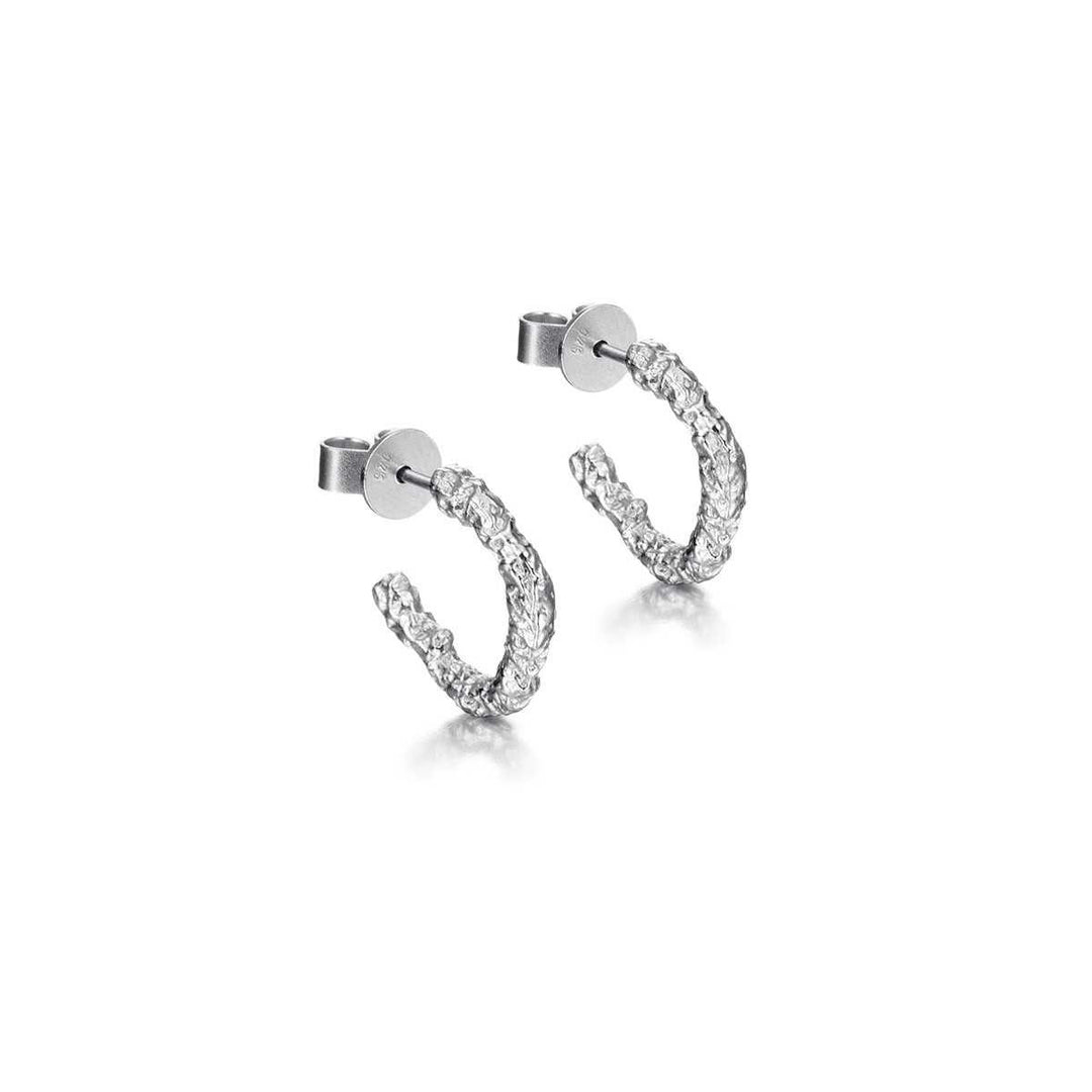 Lava Collection textured sterling silver hoop earrings by Jorge Revilla