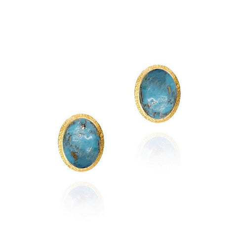 Turquoise Stud Earrings in Gold Vermeil - "Zen"