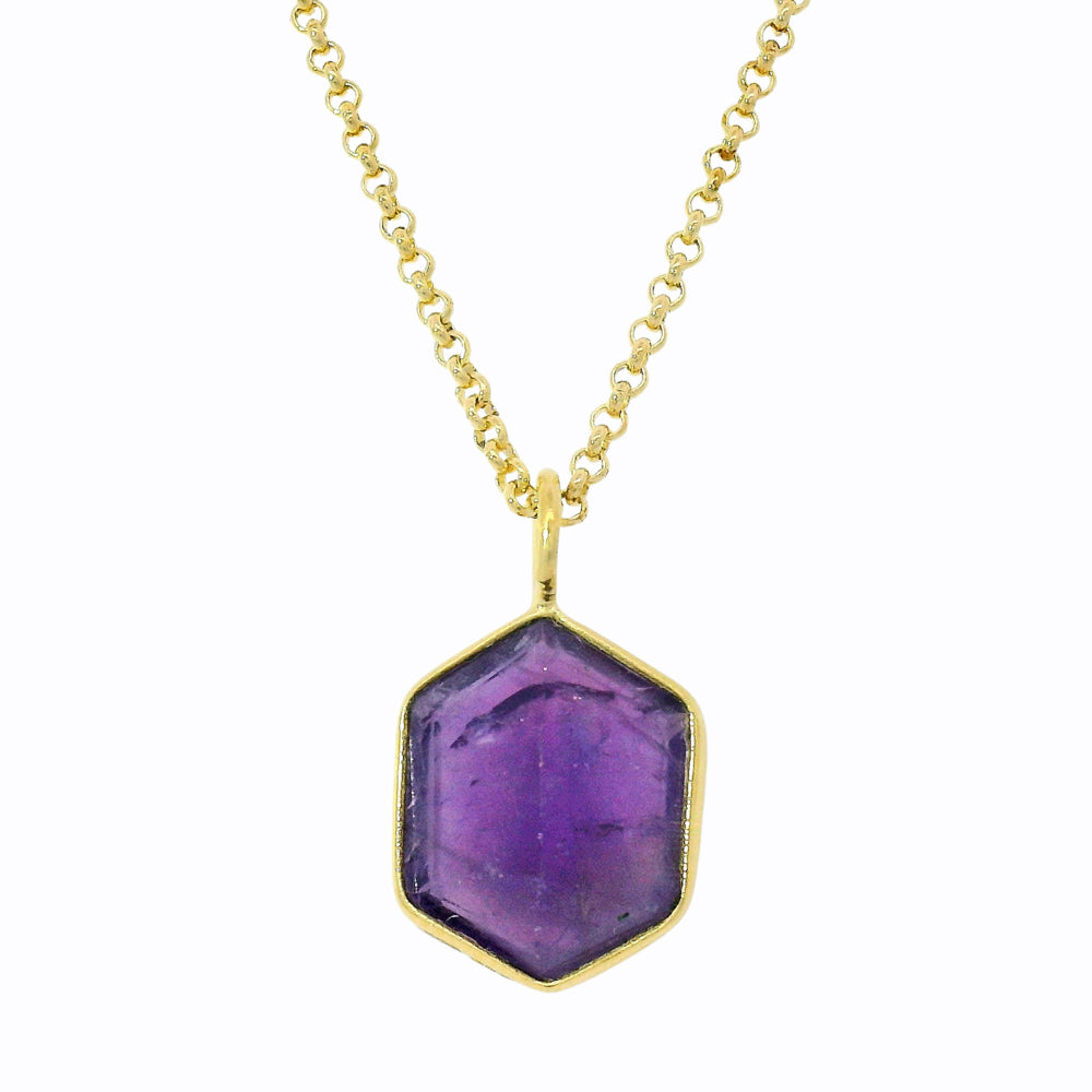 Gold Vermeil & Amethyst Necklace "Geo"