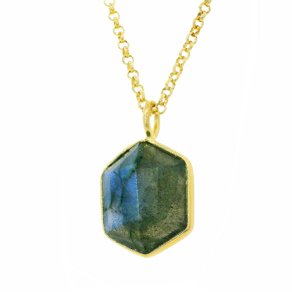 Gold Vermeil & Labradorite Necklace "Geo"