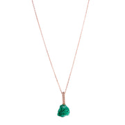 Just Jules Rough Emerald and 14K Rose Gold Diamond Bail Pendant Front