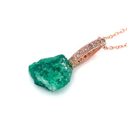 Just Jules Rough Emerald and 14K Rose Gold Diamond Bail Pendant Top