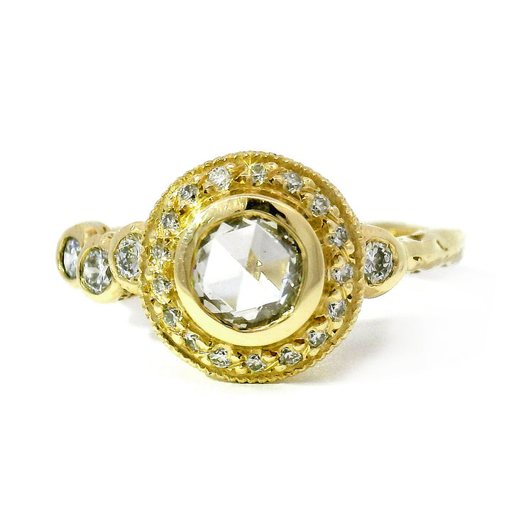 Rose Cut Diamond Halo Engagement Ring - "Bubble"