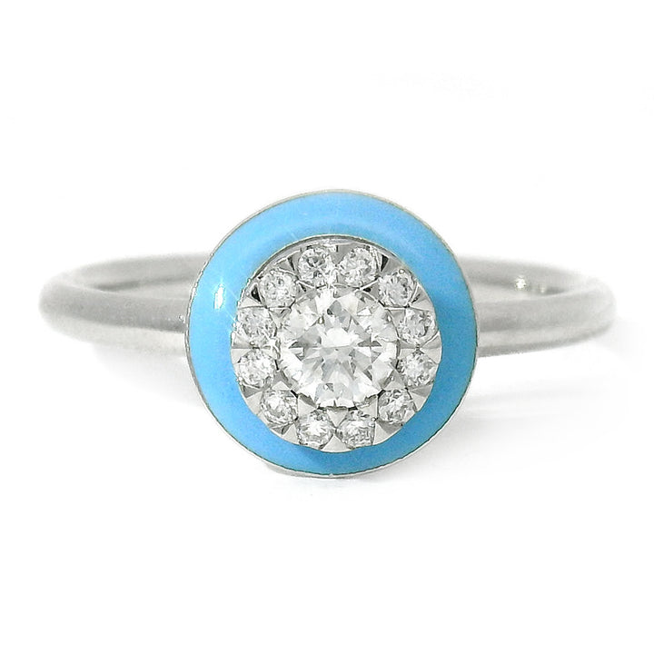 Kinetic Ceramic Halo & Diamond Ring - "Happy Baby Blue"