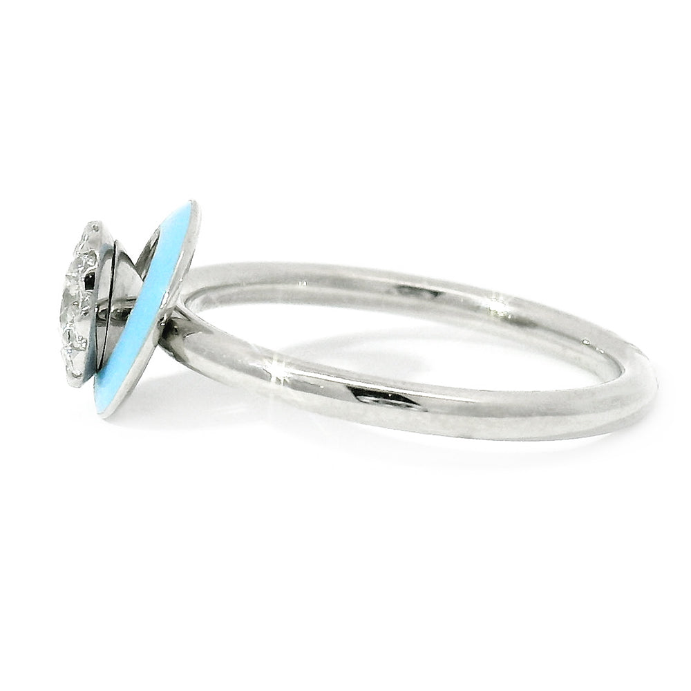 Kinetic Ceramic Halo & Diamond Ring - "Happy Baby Blue"