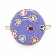 Montana Sapphire and Enamel Ring - "Purple Polka Dot"