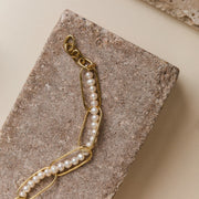 Yellow Gold Plated Bracelet with Intertwined Pearls - "Karen"