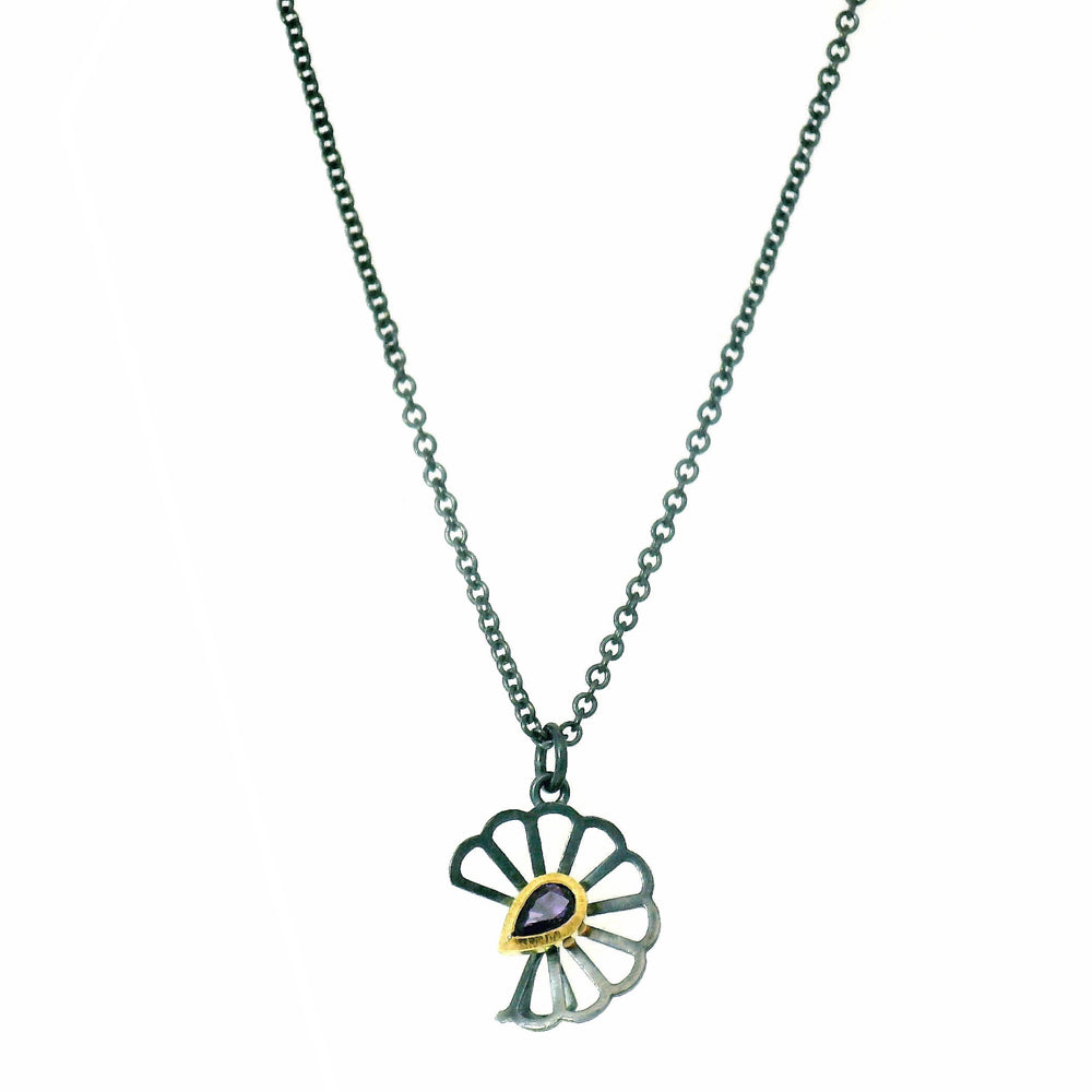 Yogo Sapphire Origami Necklace - "Petite Cloud Fold"
