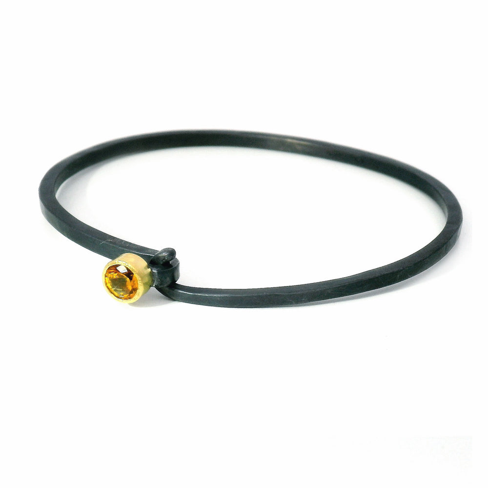 Orange Montana Sapphire Two-Tone Hook Bracelet - "Ember"