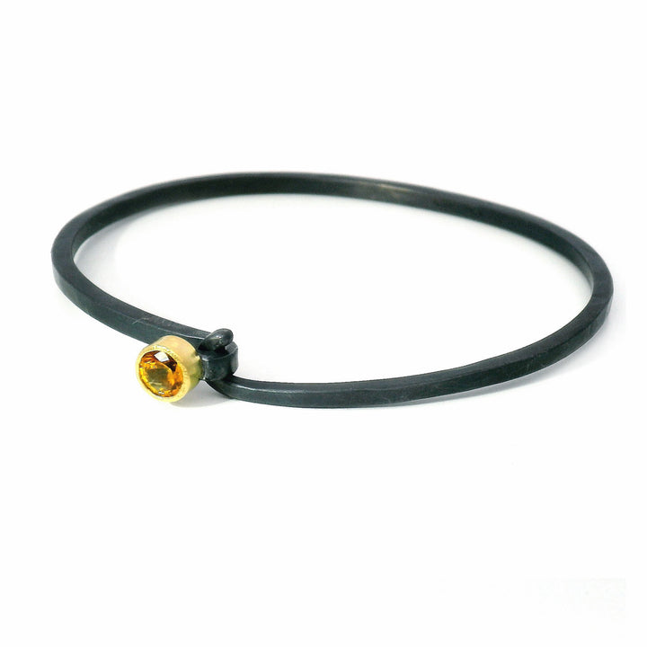 Orange Montana Sapphire Two-Tone Hook Bracelet - "Ember"