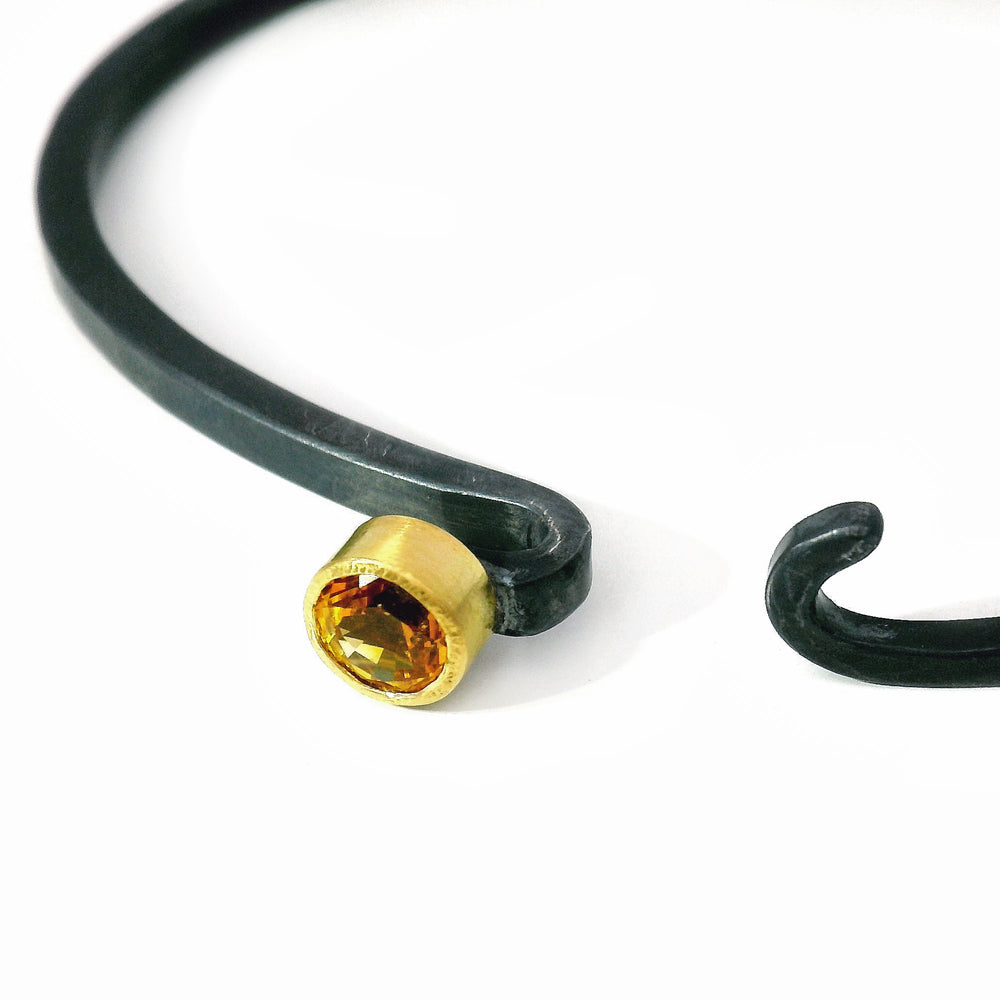 Orange Montana Sapphire Two-Tone Hook Bracelet - "Ember"