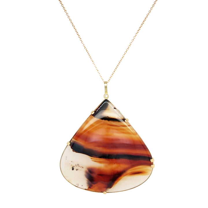 Blunt Pear Shaped Montana Agate Necklace