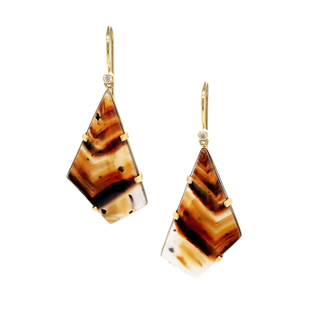 One-of-a-Kind Montana Agate & Diamond Earrings - "Canyon Edge"