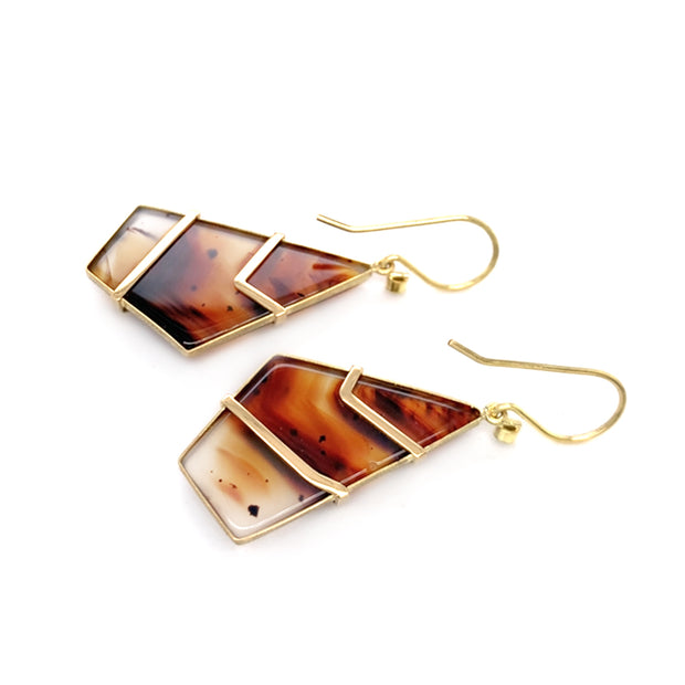 One-of-a-Kind Montana Agate & Diamond Earrings - "Canyon Edge"