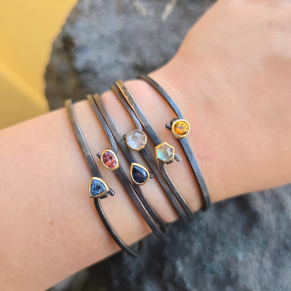 Lavender Montana Sapphire Two-Tone Hook Bracelet - "Wildflower"