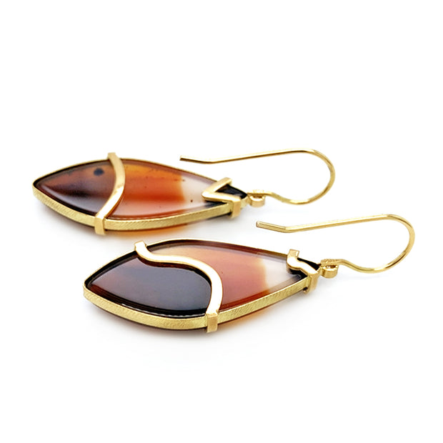 One-of-A-Kind Montana Agate & Diamond Earrings - "Caramel Sunset"