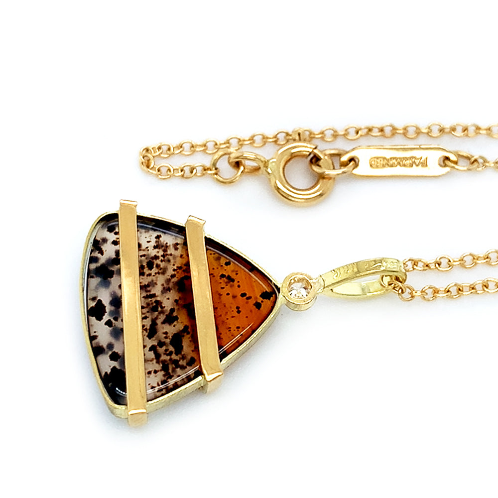 One-of-a-Kind Montana Agate & Diamond Necklace - "River Bank"