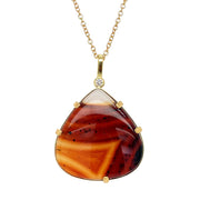 One-of-A-Kind Montana Agate & Diamond Necklace - "Lava Lake"