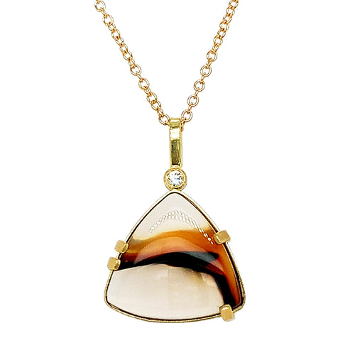 One-of-a-Kind Montana Agate & Diamond Necklace - "Desert Sky"