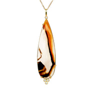 One-of-A-Kind Montana Agate & Diamond Necklace - "Yellowstone"