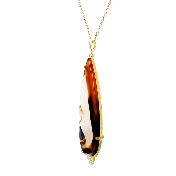 One-of-A-Kind Montana Agate & Diamond Necklace - "Yellowstone"