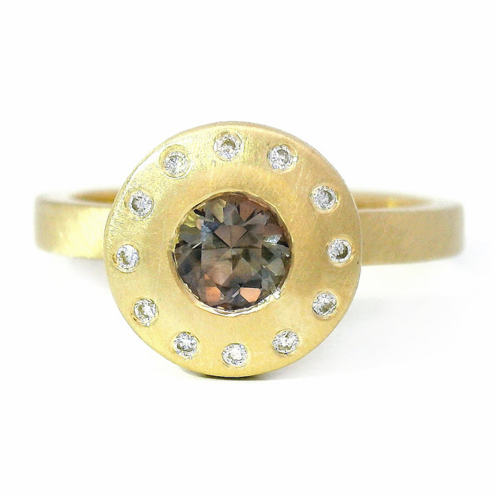 Montana Sapphire Origami Ring Set- "Halo Duet"