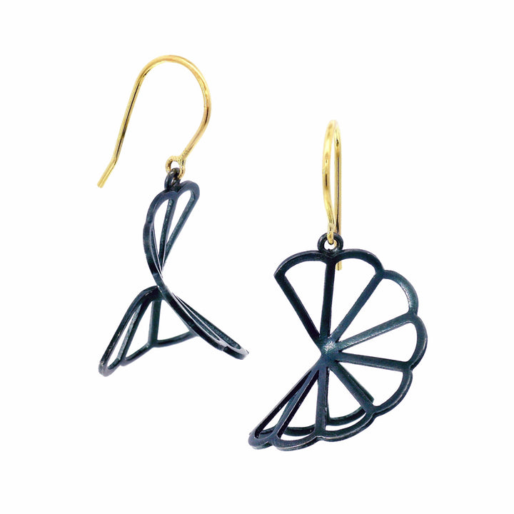 Openwork sculptural cloud earrings with mixed silver and gold detailing