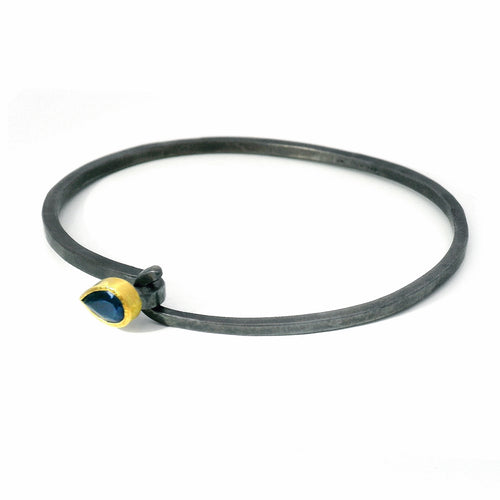 Blue Montana Sapphire Two-Tone Hook Bracelet - "Nightfall"