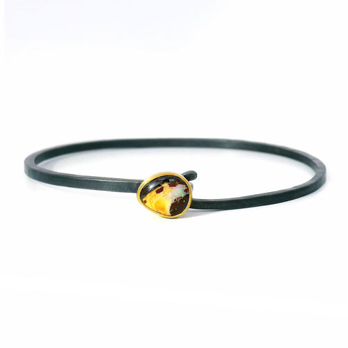 Yowah Nut Australian Opal Two-Tone Hook Bracelet - "Earthlight"
