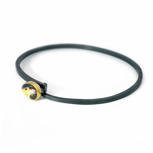 Yowah Nut Australian Opal Two-Tone Hook Bracelet - "Earthlight"