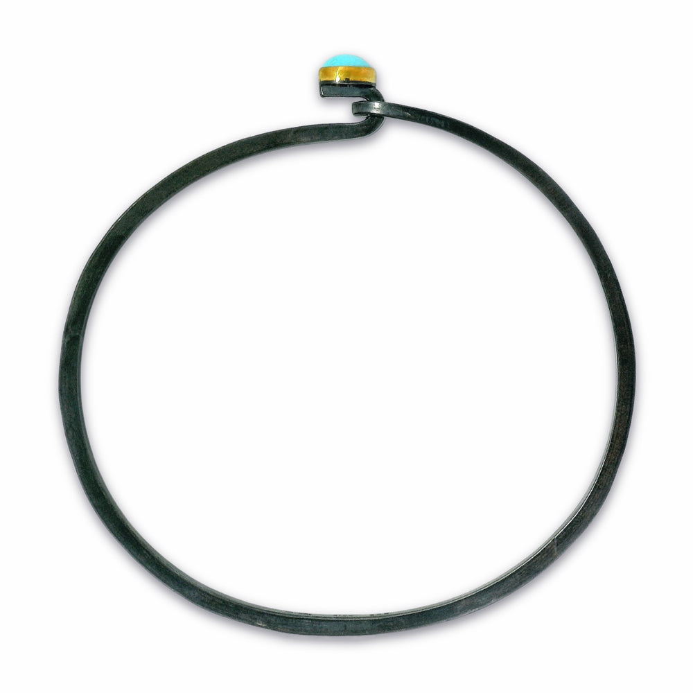 Sleeping Beauty turquoise hook bracelet by Karin Jacobson from Alara Jewelry
