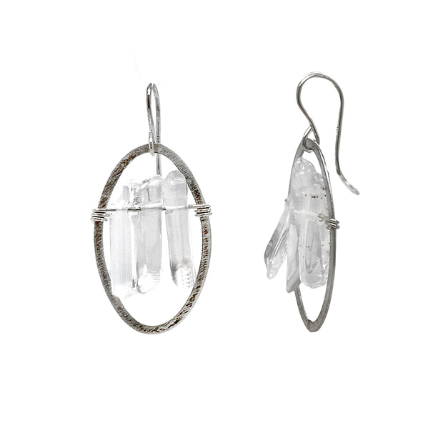 Sterling Silver and Rock Crystal Earrings - "Rockstar"