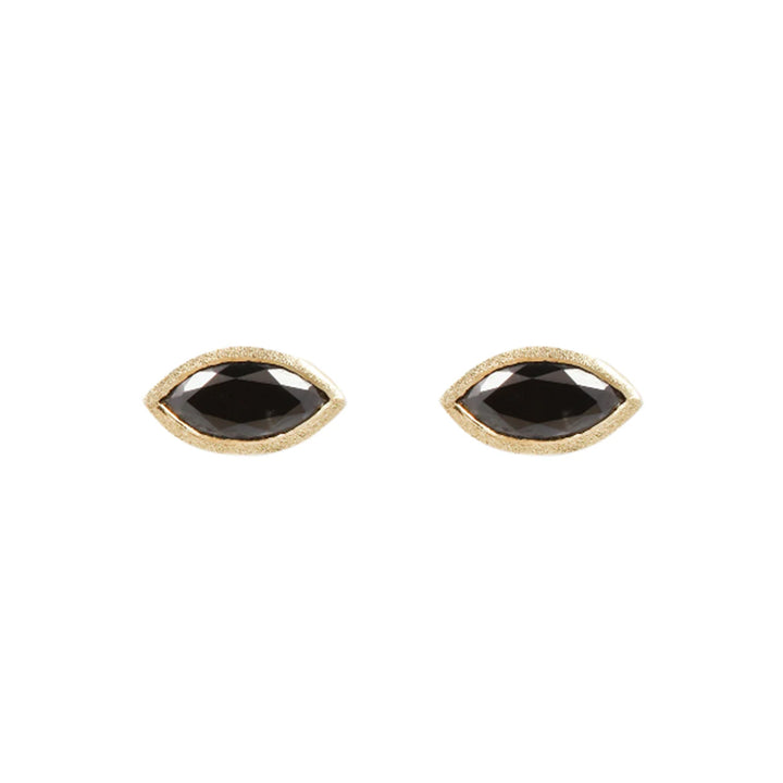 Black Marquise Diamond & Yellow Gold Studs - "Black Ice"